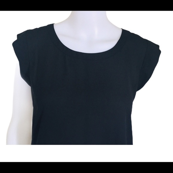 PLEIONE (Anthropologie) Bailey Blouse/Top With Cap Sleeves Black Size Small - Picture 5 of 11